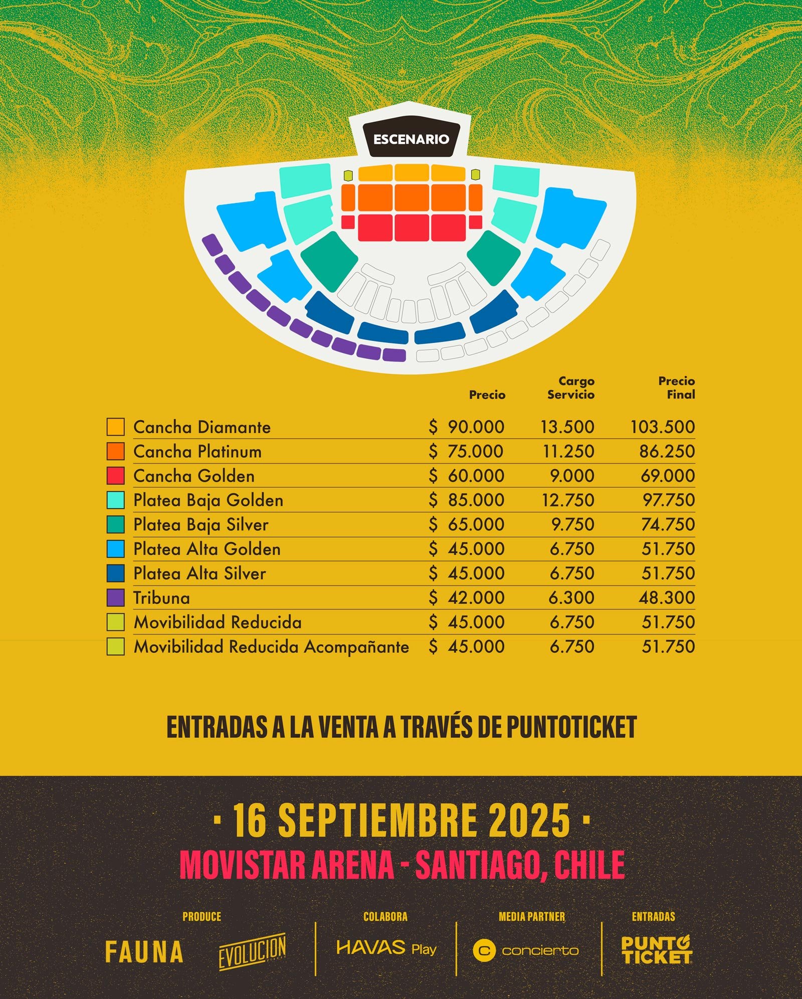 UB40 en Movistar Arena | Mapa y Precios