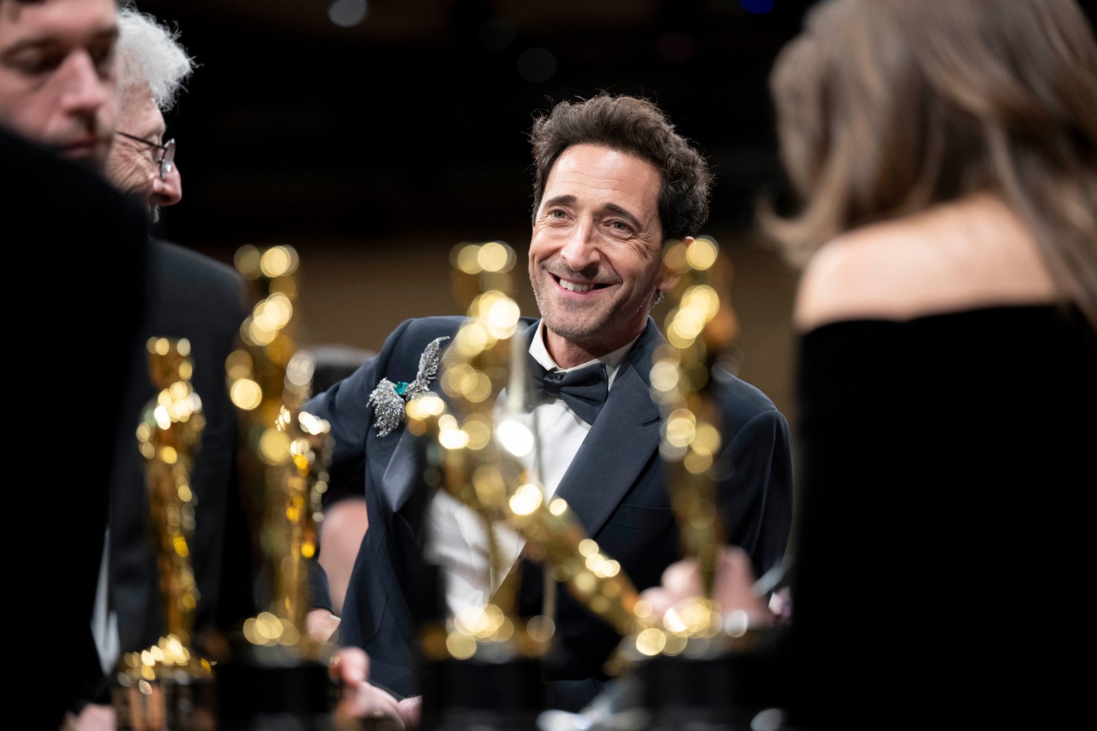 Adrien Brody gets his Oscar® engraved at the Governors Ball following the live ABC telecast of the 97th Oscars® at the Dolby Theatre at Ovation Hollywood in Los Angeles, CA, on Sunday, March 2, 2025.