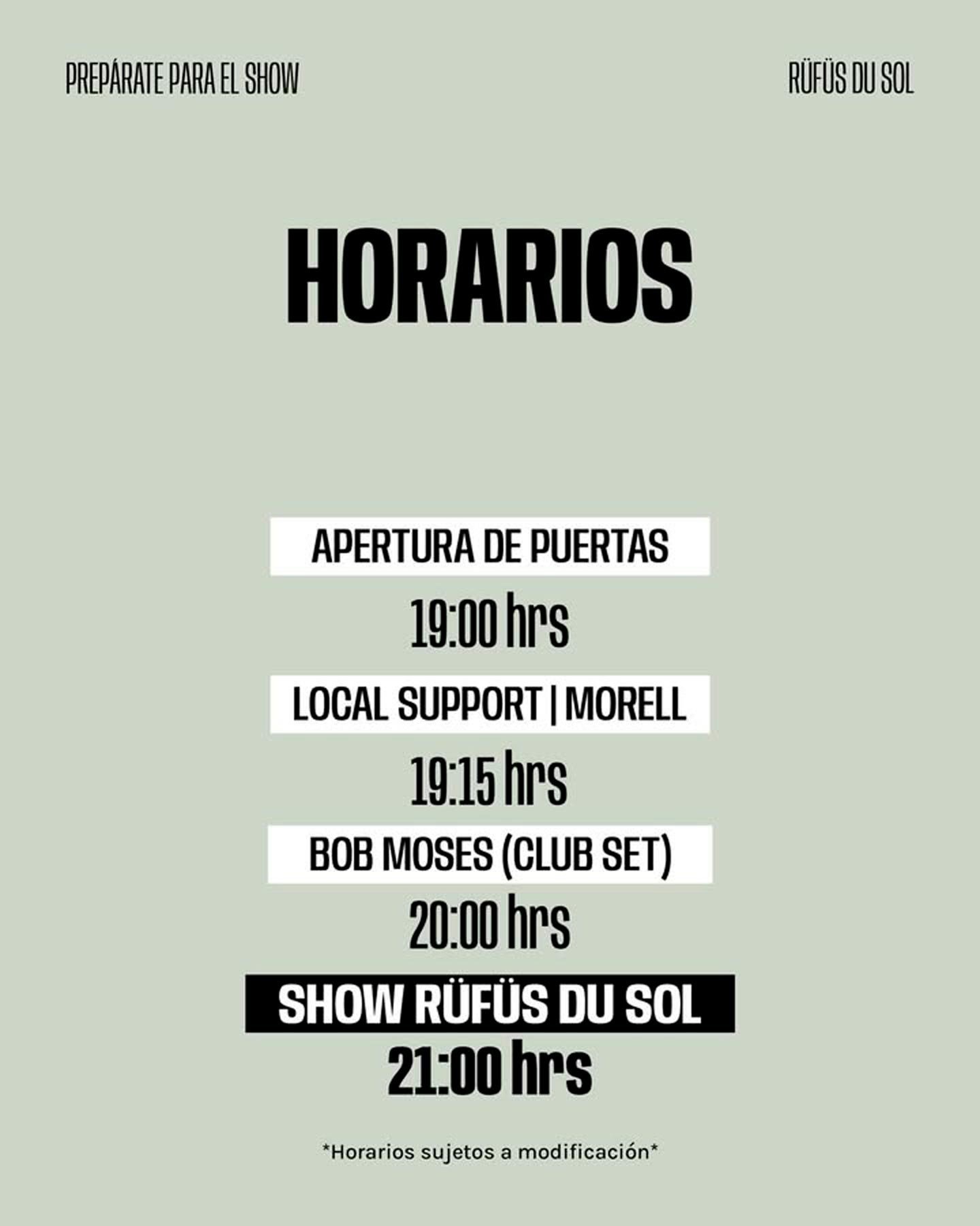 RÜFÜS DU SOL | Movistar Arena | HORARIOS