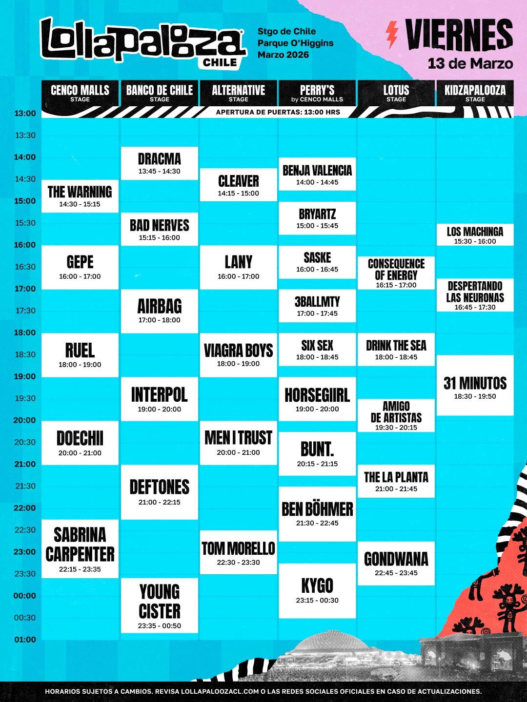 Lollapalooza Chile | HORARIOS | VIERNES