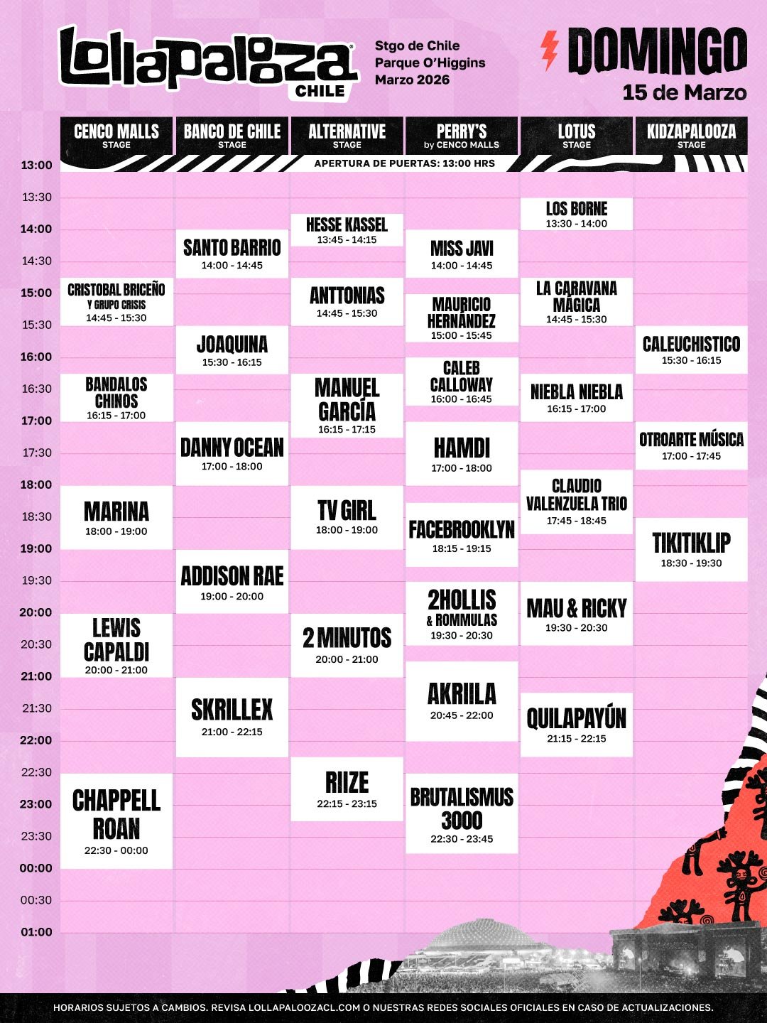 Lollapalooza Chile | HORARIOS | DOMINGO